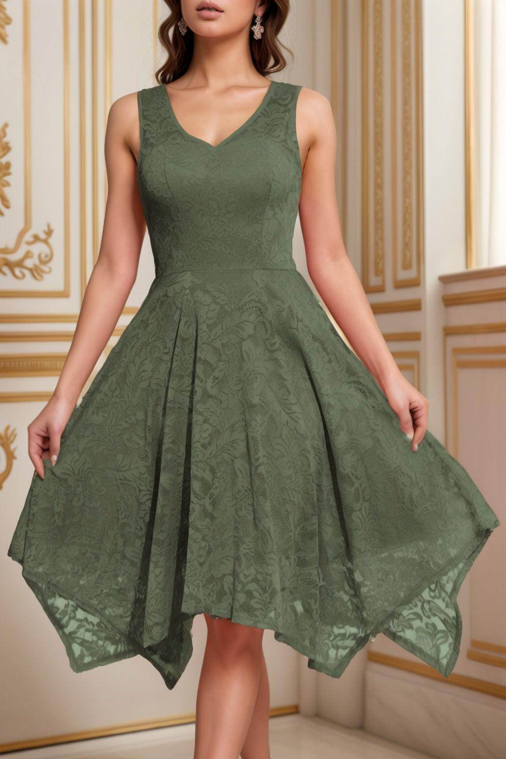 A-Line Tea Length Silk-Like Graduation Dresses CS0558