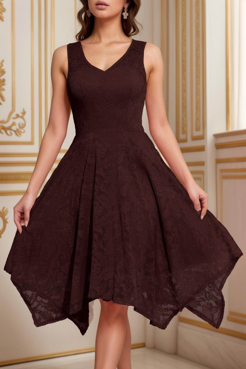 A-Line Tea Length Silk-Like Graduation Dresses CS0558
