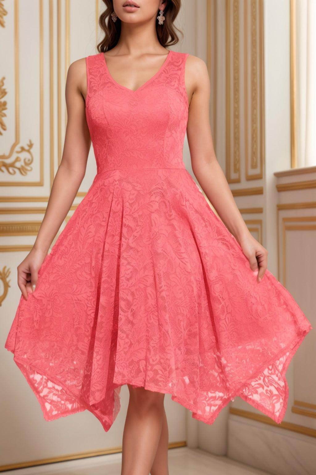 A-Line Tea Length Silk-Like Graduation Dresses CS0558