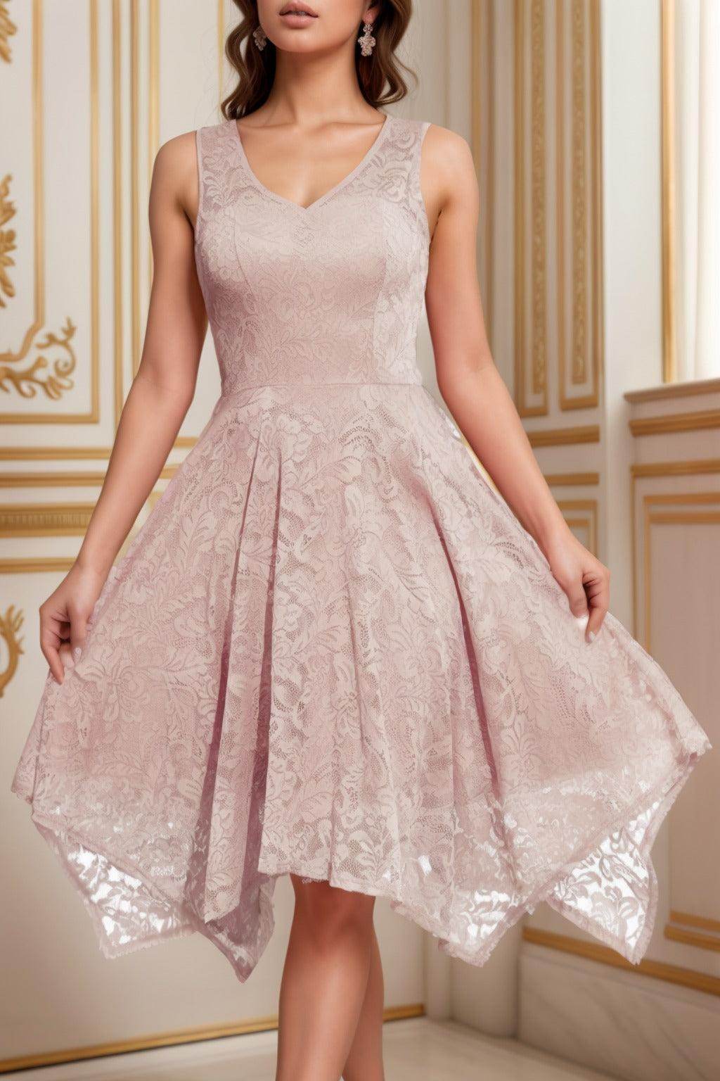 A-Line Tea Length Silk-Like Graduation Dresses CS0558