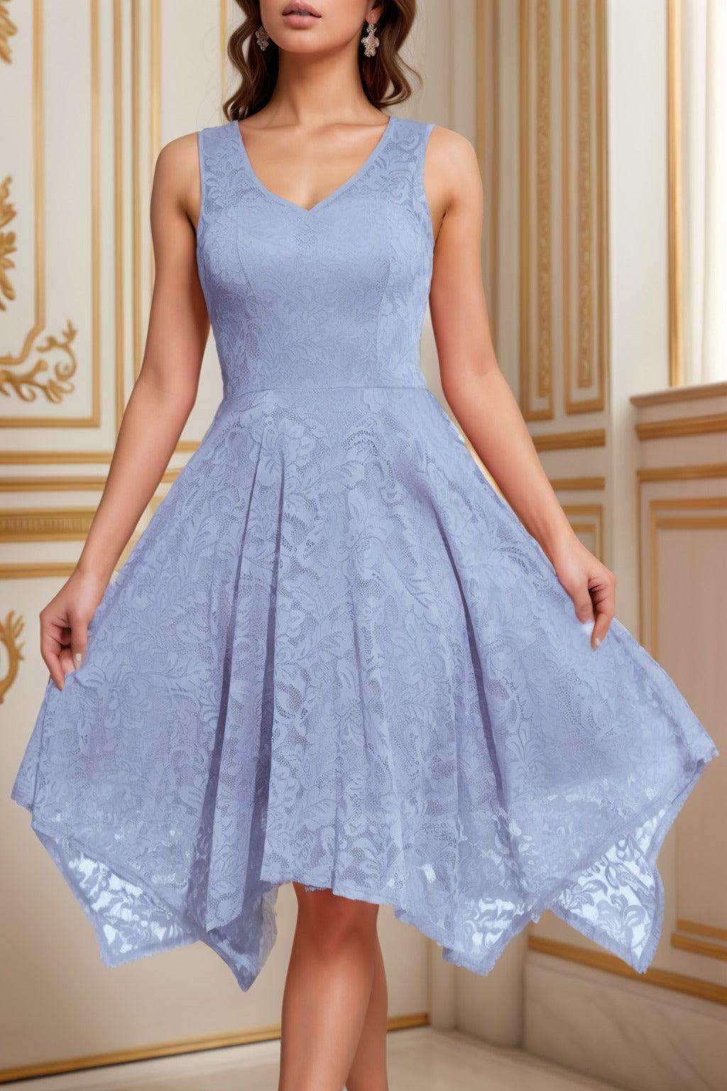 A-Line Tea Length Silk-Like Graduation Dresses CS0558