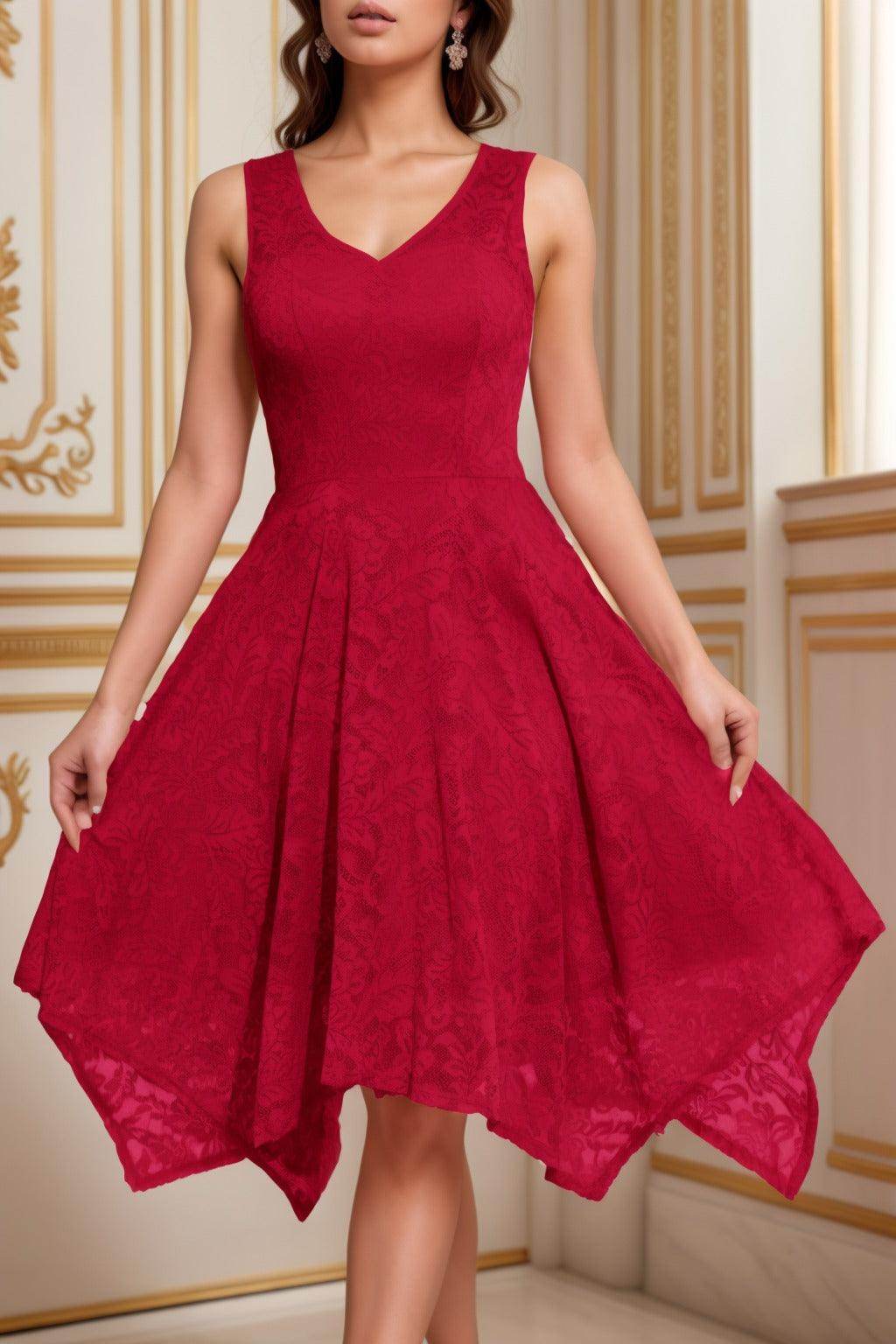 A-Line Tea Length Silk-Like Graduation Dresses CS0558