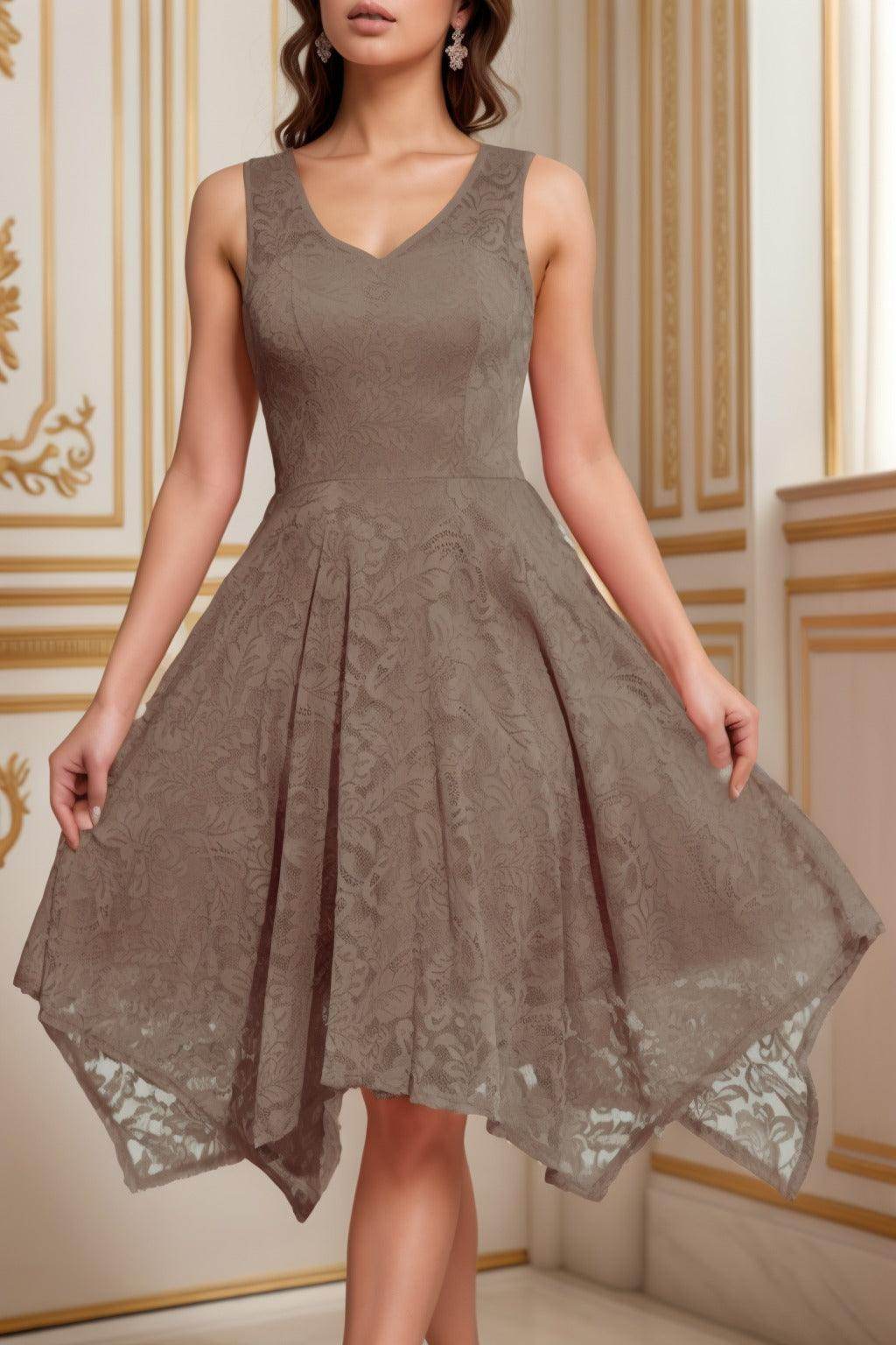 A-Line Tea Length Silk-Like Graduation Dresses CS0558