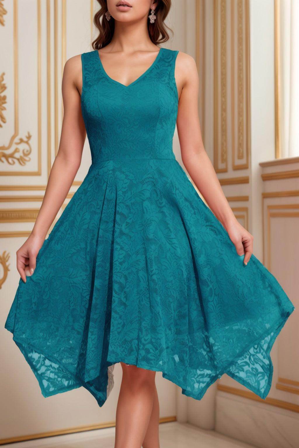 A-Line Tea Length Silk-Like Graduation Dresses CS0558