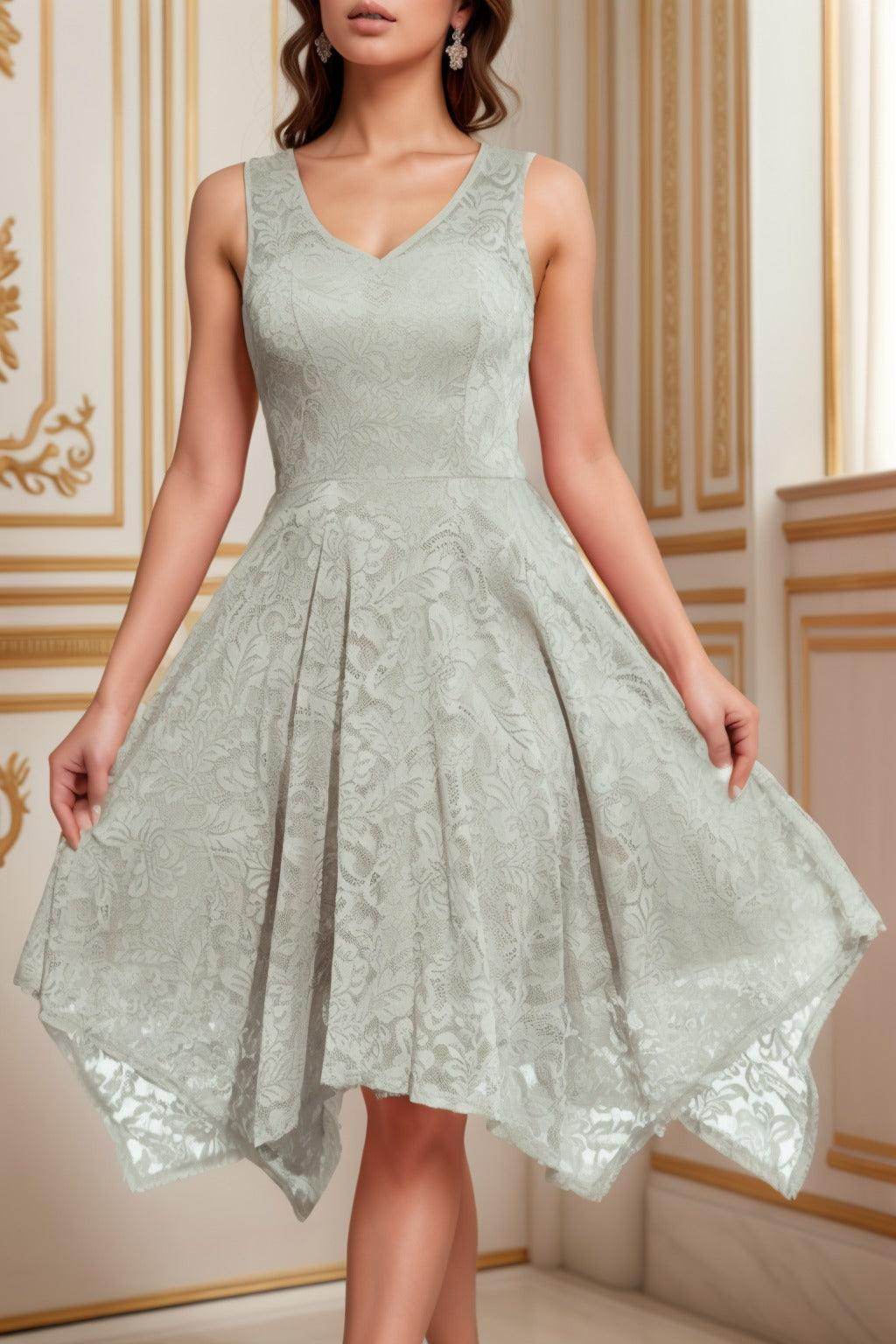 A-Line Tea Length Silk-Like Graduation Dresses CS0558
