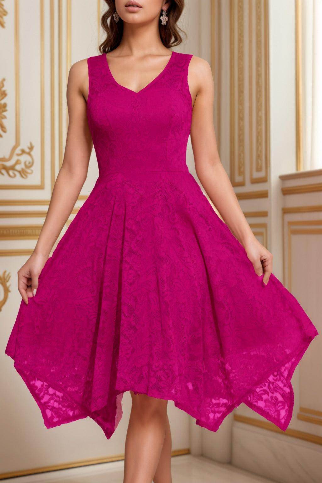 A-Line Tea Length Silk-Like Graduation Dresses CS0558