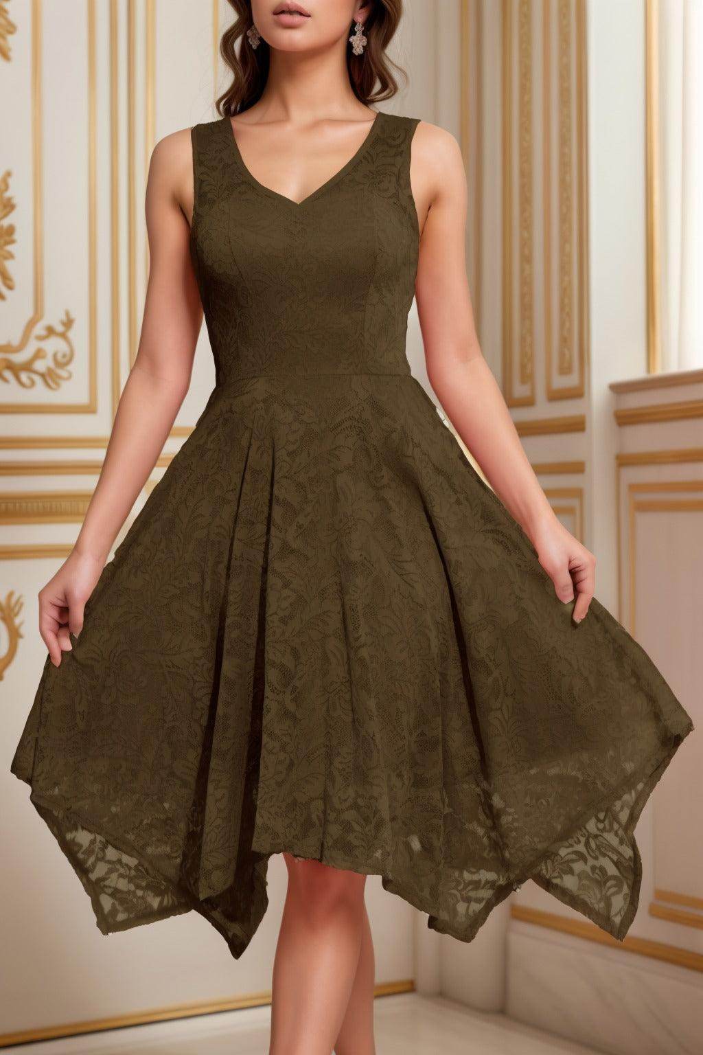 A-Line Tea Length Silk-Like Graduation Dresses CS0558