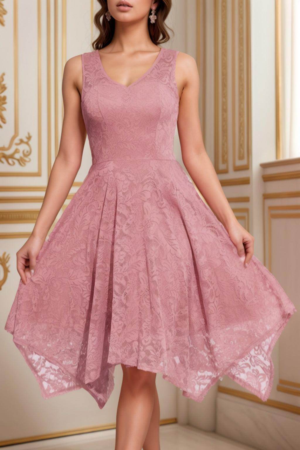 A-Line Tea Length Silk-Like Graduation Dresses CS0558