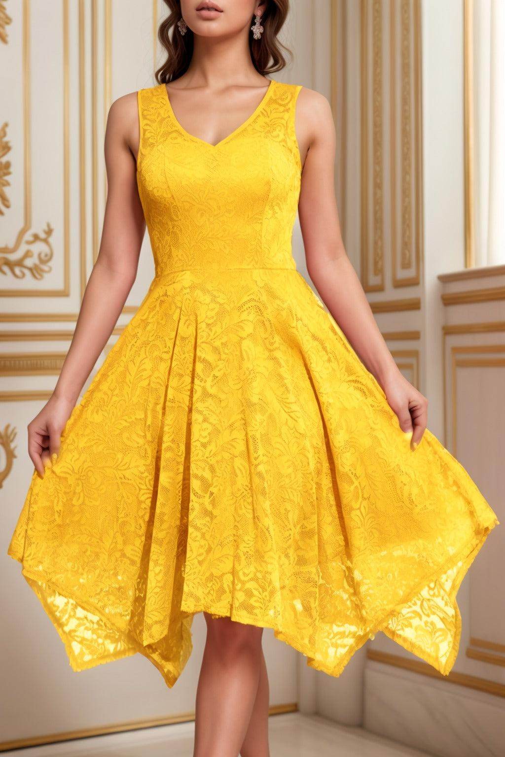 A-Line Tea Length Silk-Like Graduation Dresses CS0558