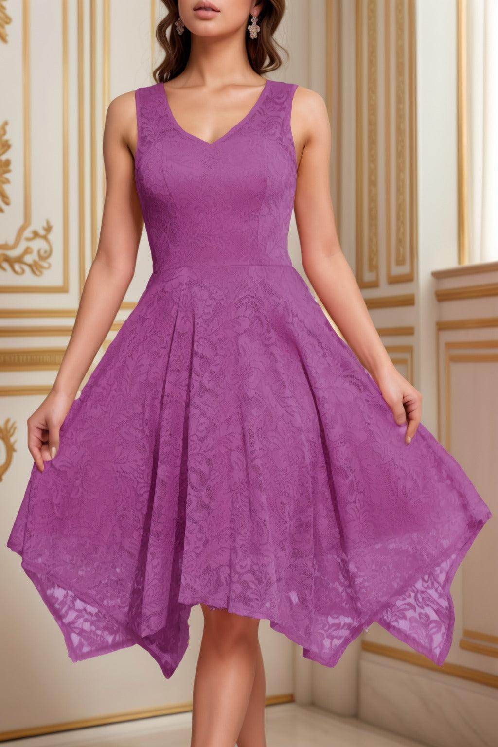 A-Line Tea Length Silk-Like Graduation Dresses CS0558