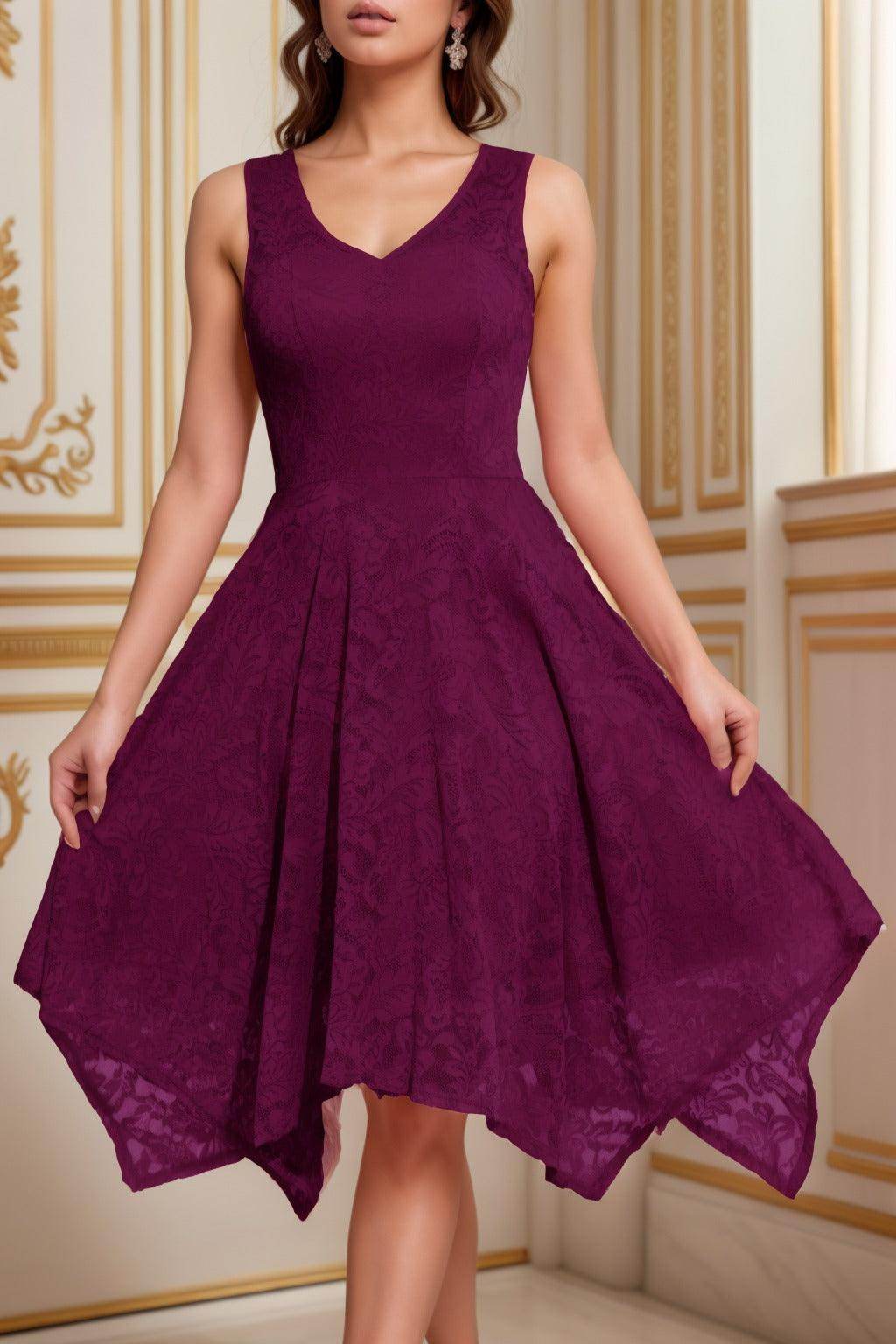 A-Line Tea Length Silk-Like Graduation Dresses CS0558