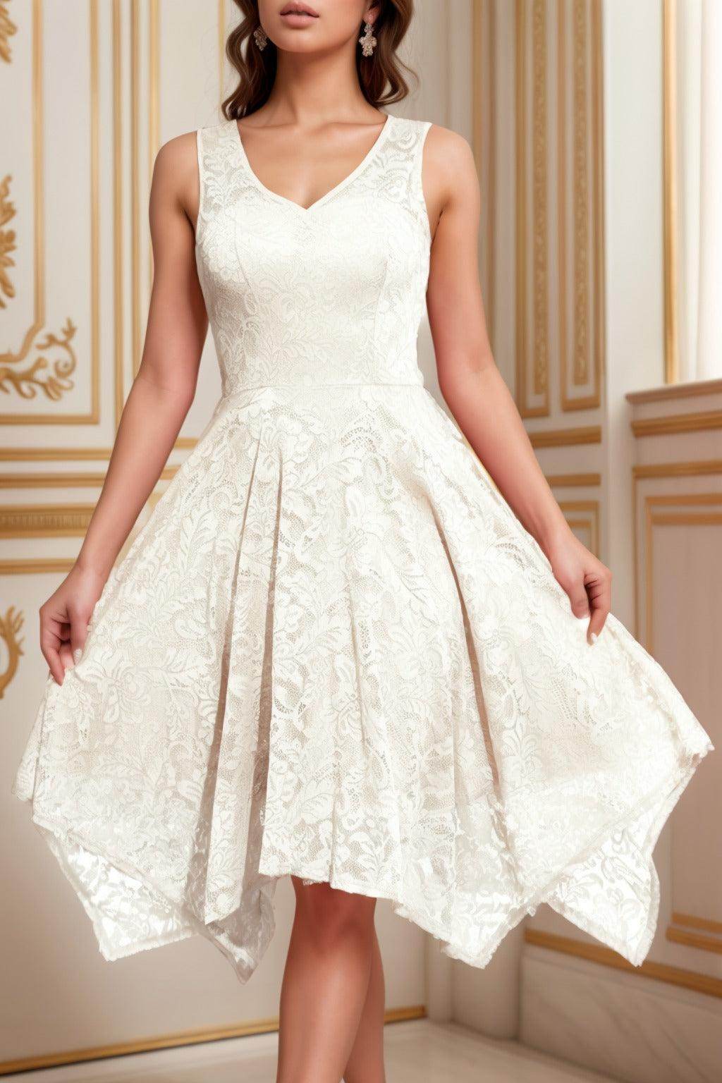A-Line Tea Length Silk-Like Graduation Dresses CS0558