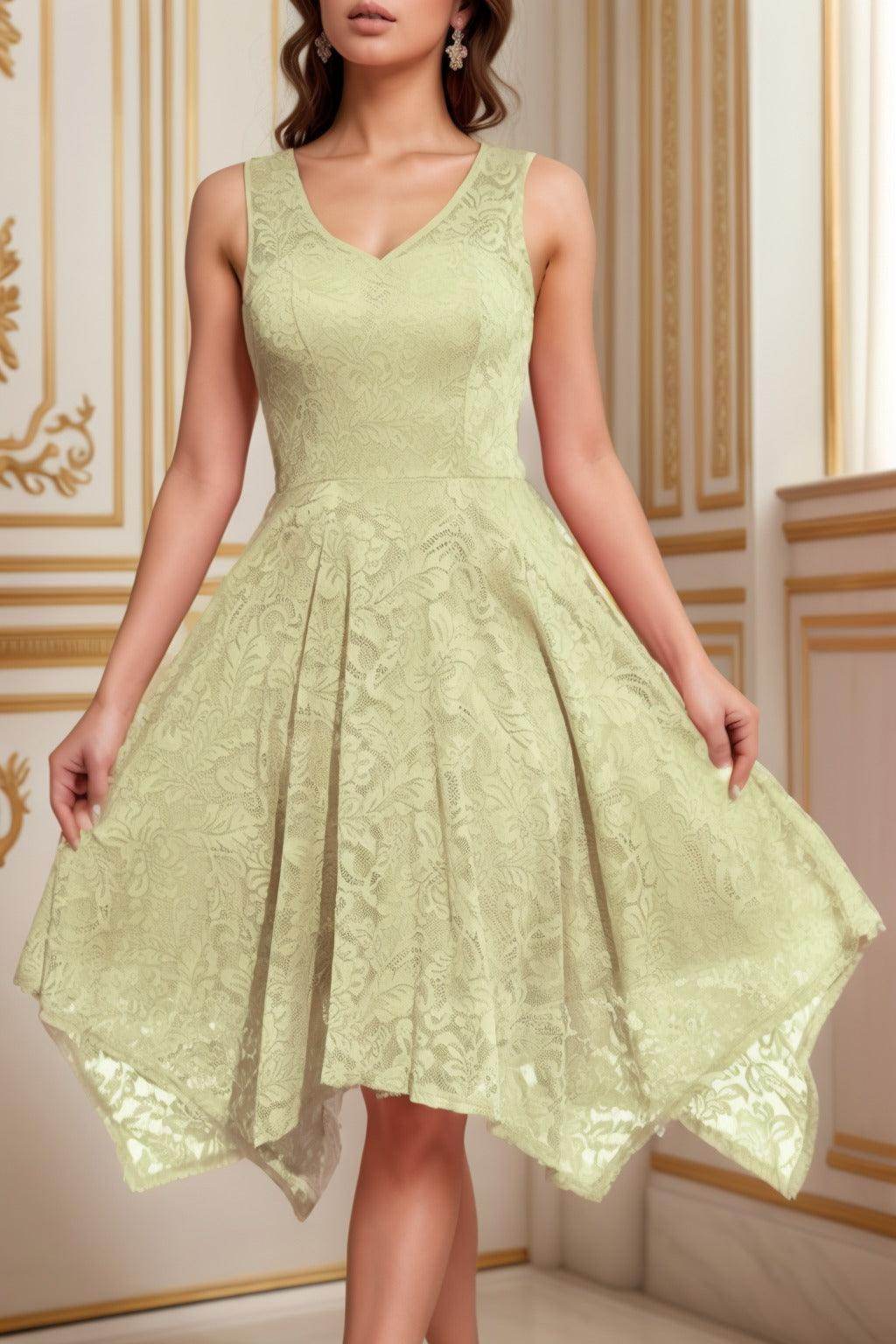 A-Line Tea Length Silk-Like Graduation Dresses CS0558