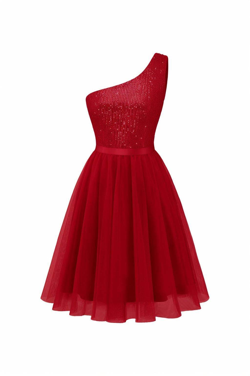 A-Line Knee Length Sequined Graduation Dresses CS0561