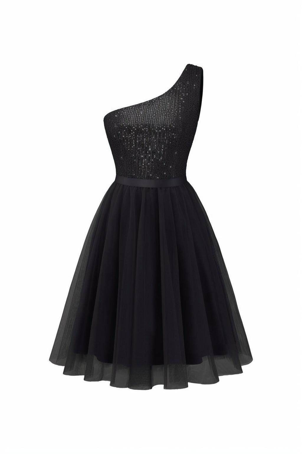 A-Line Knee Length Sequined Graduation Dresses CS0561