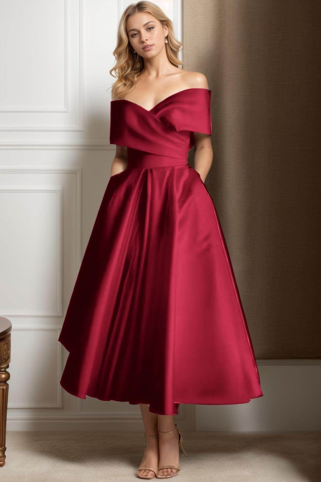 A-Line Ankle Length Satin Mother of the Bride Dress CS0564