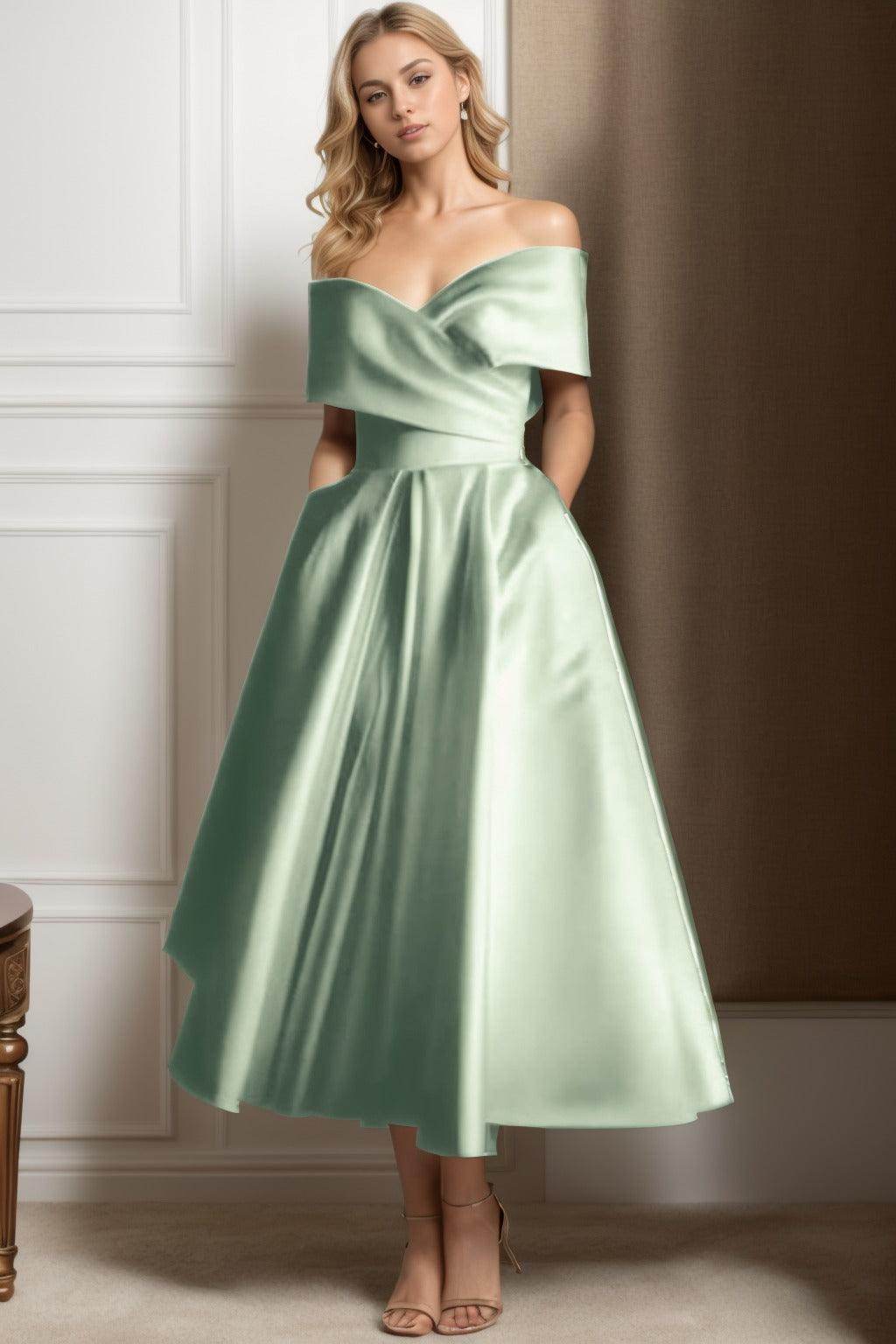 A-Line Ankle Length Satin Mother of the Bride Dress CS0564