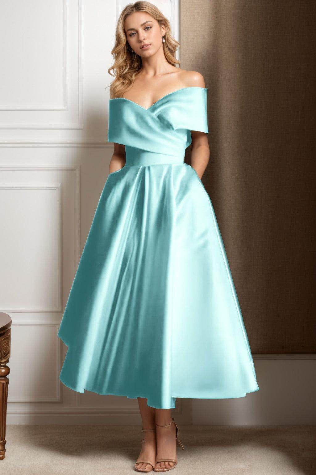 A-Line Ankle Length Satin Mother of the Bride Dress CS0564
