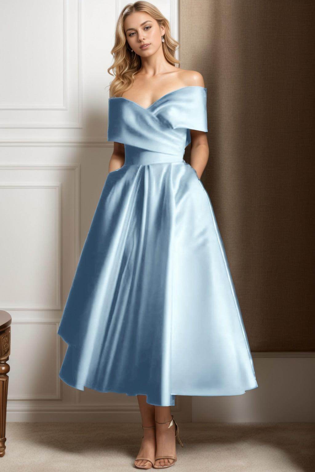 A-Line Ankle Length Satin Mother of the Bride Dress CS0564