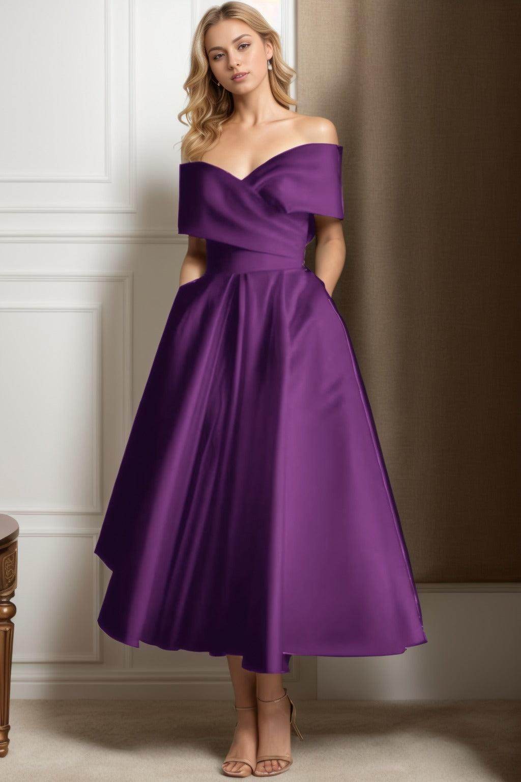 A-Line Ankle Length Satin Mother of the Bride Dress CS0564