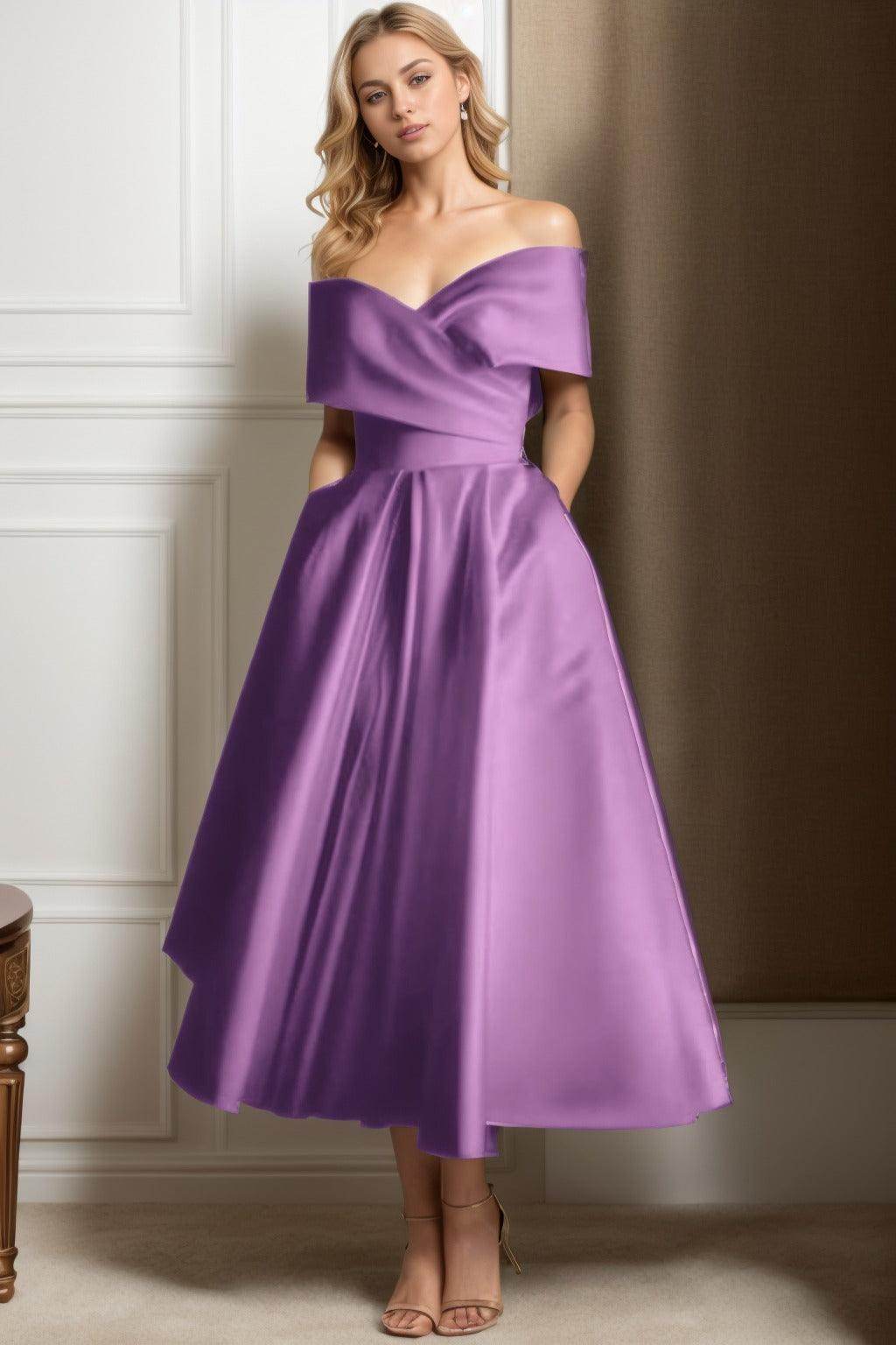 A-Line Ankle Length Satin Mother of the Bride Dress CS0564