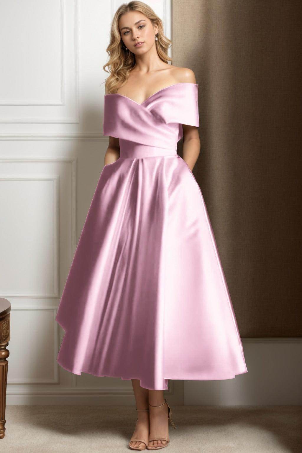 A-Line Ankle Length Satin Mother of the Bride Dress CS0564