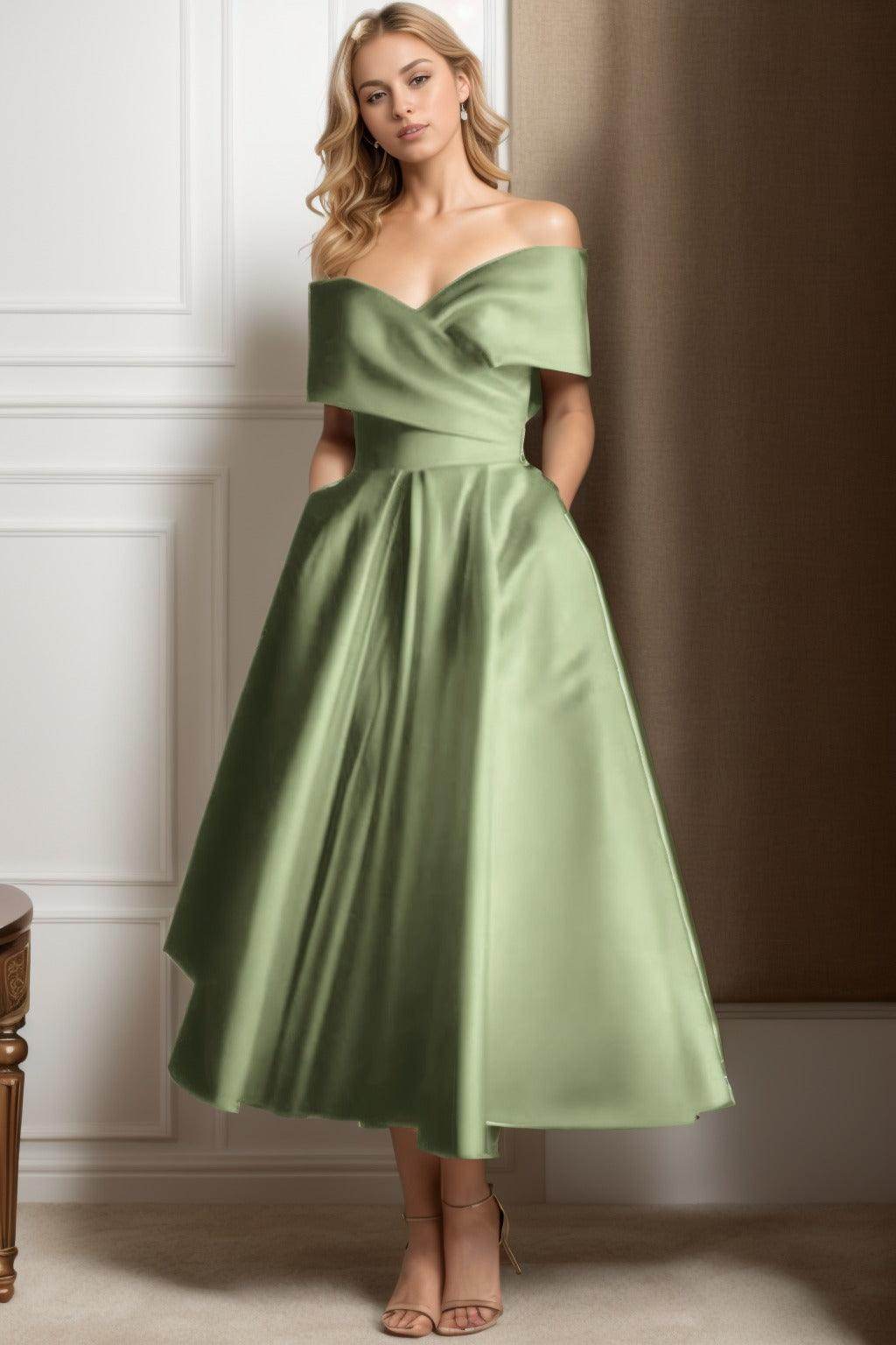 A-Line Ankle Length Satin Mother of the Bride Dress CS0564