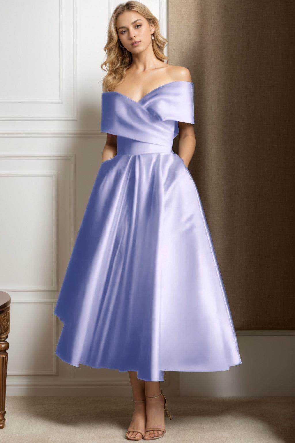 A-Line Ankle Length Satin Mother of the Bride Dress CS0564