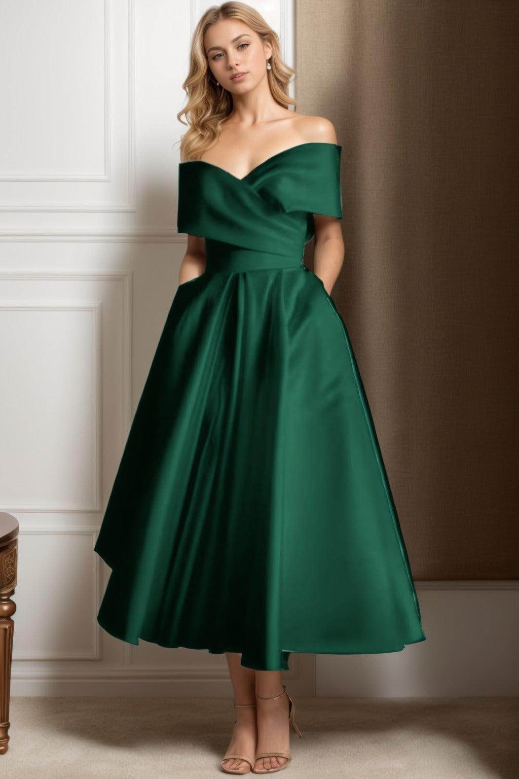 A-Line Ankle Length Satin Mother of the Bride Dress CS0564