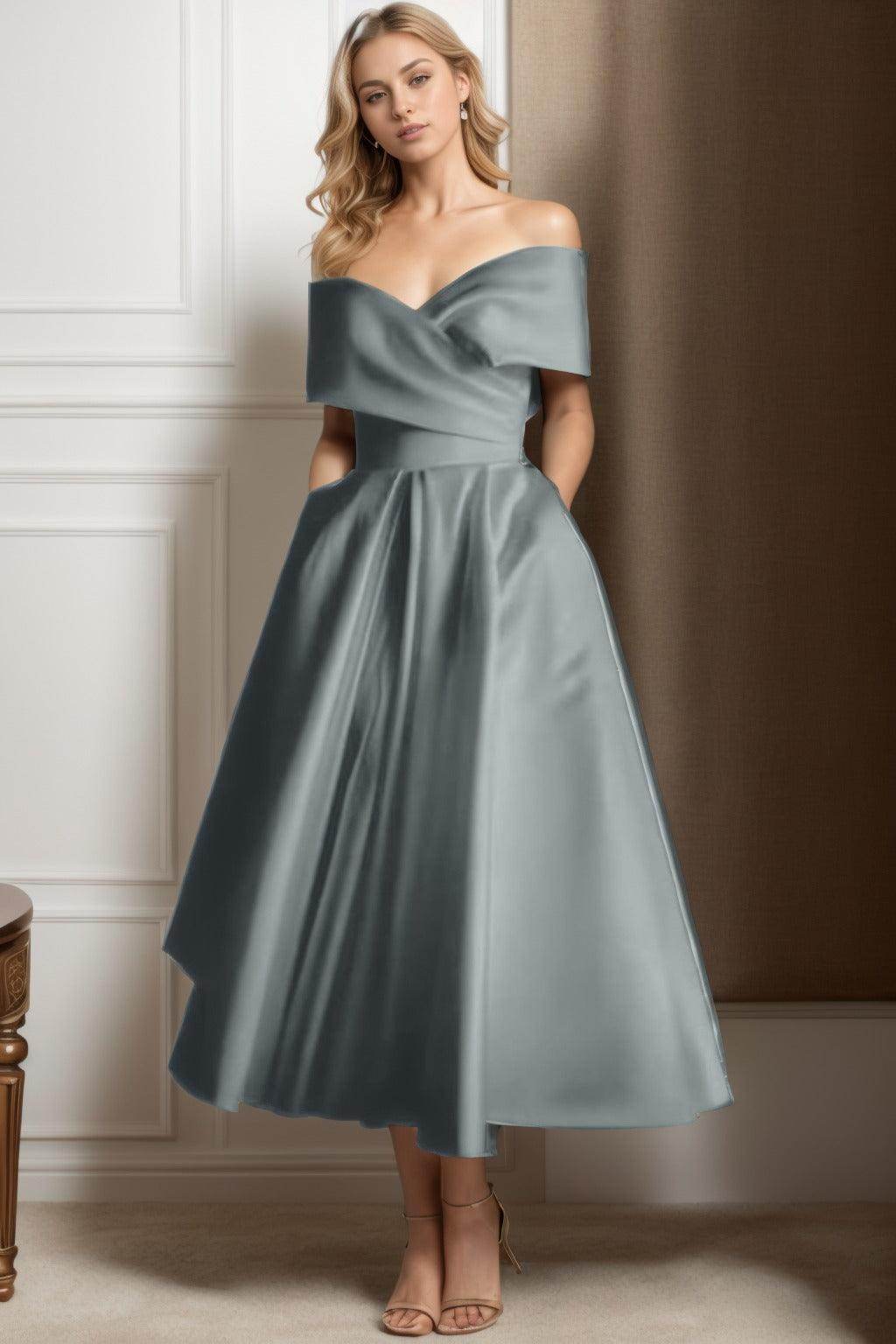 A-Line Ankle Length Satin Mother of the Bride Dress CS0564