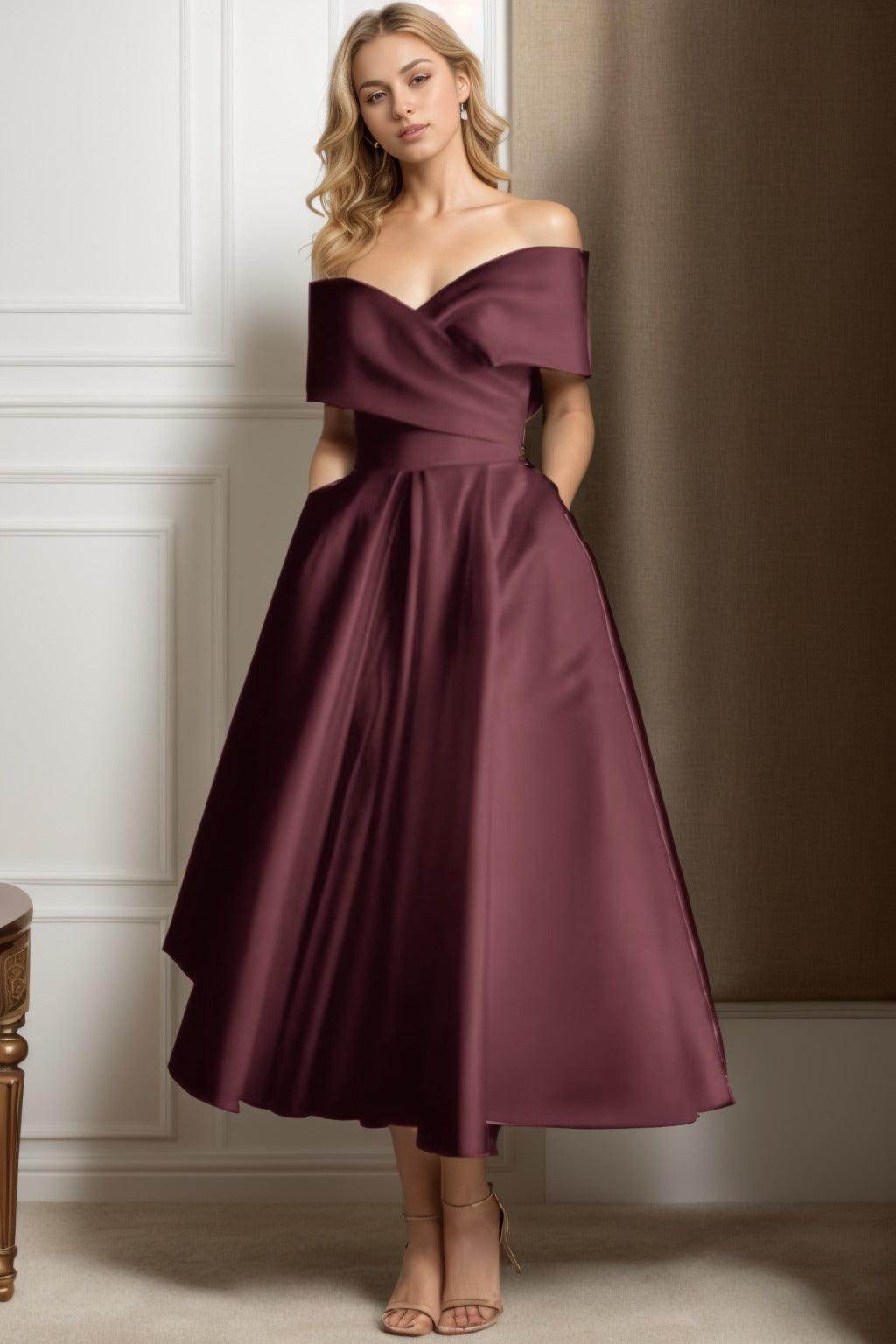 A-Line Ankle Length Satin Mother of the Bride Dress CS0564