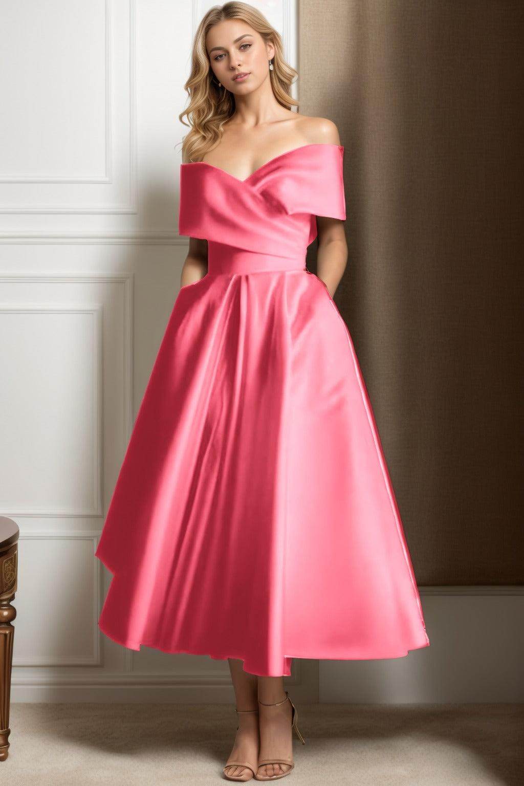 A-Line Ankle Length Satin Mother of the Bride Dress CS0564
