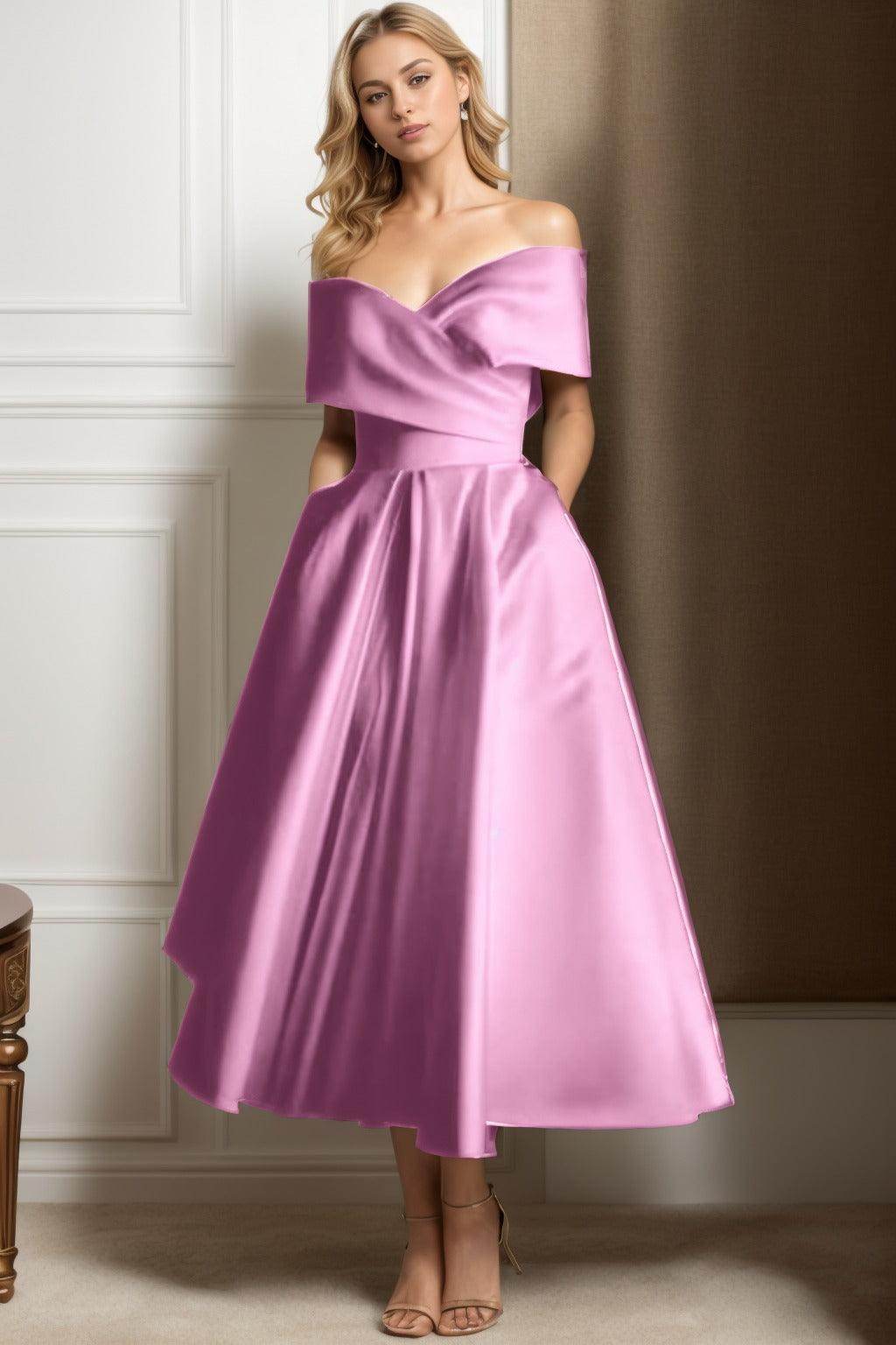 A-Line Ankle Length Satin Mother of the Bride Dress CS0564