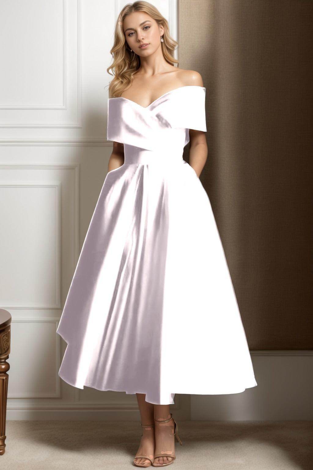 A-Line Ankle Length Satin Mother of the Bride Dress CS0564