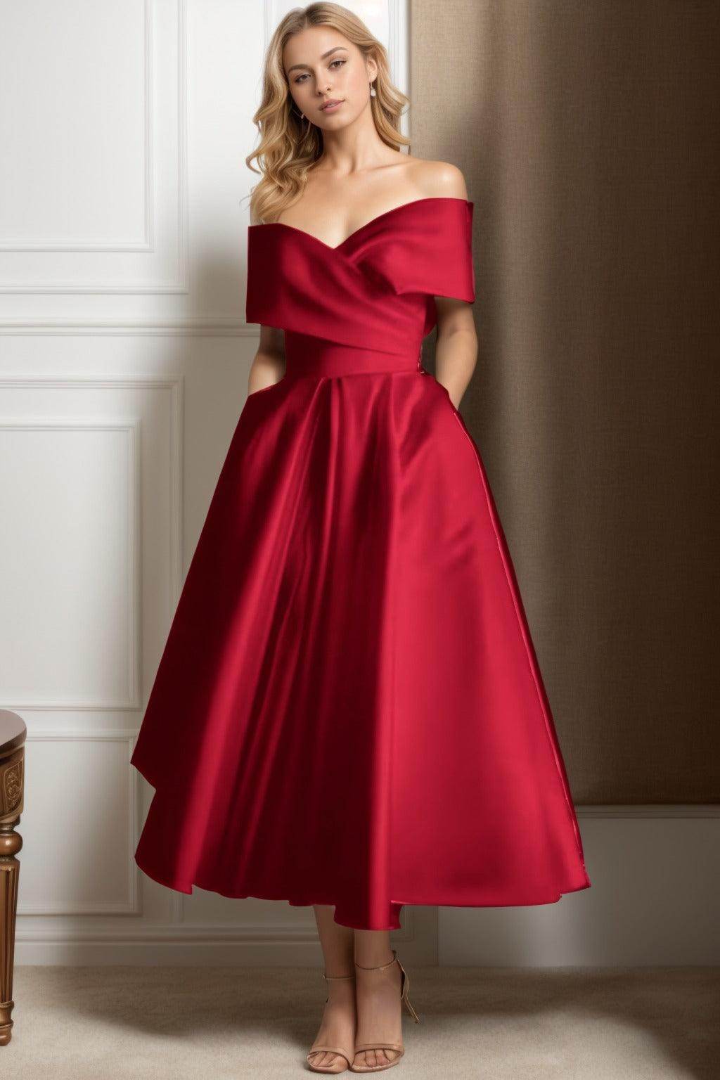 A-Line Ankle Length Satin Mother of the Bride Dress CS0564