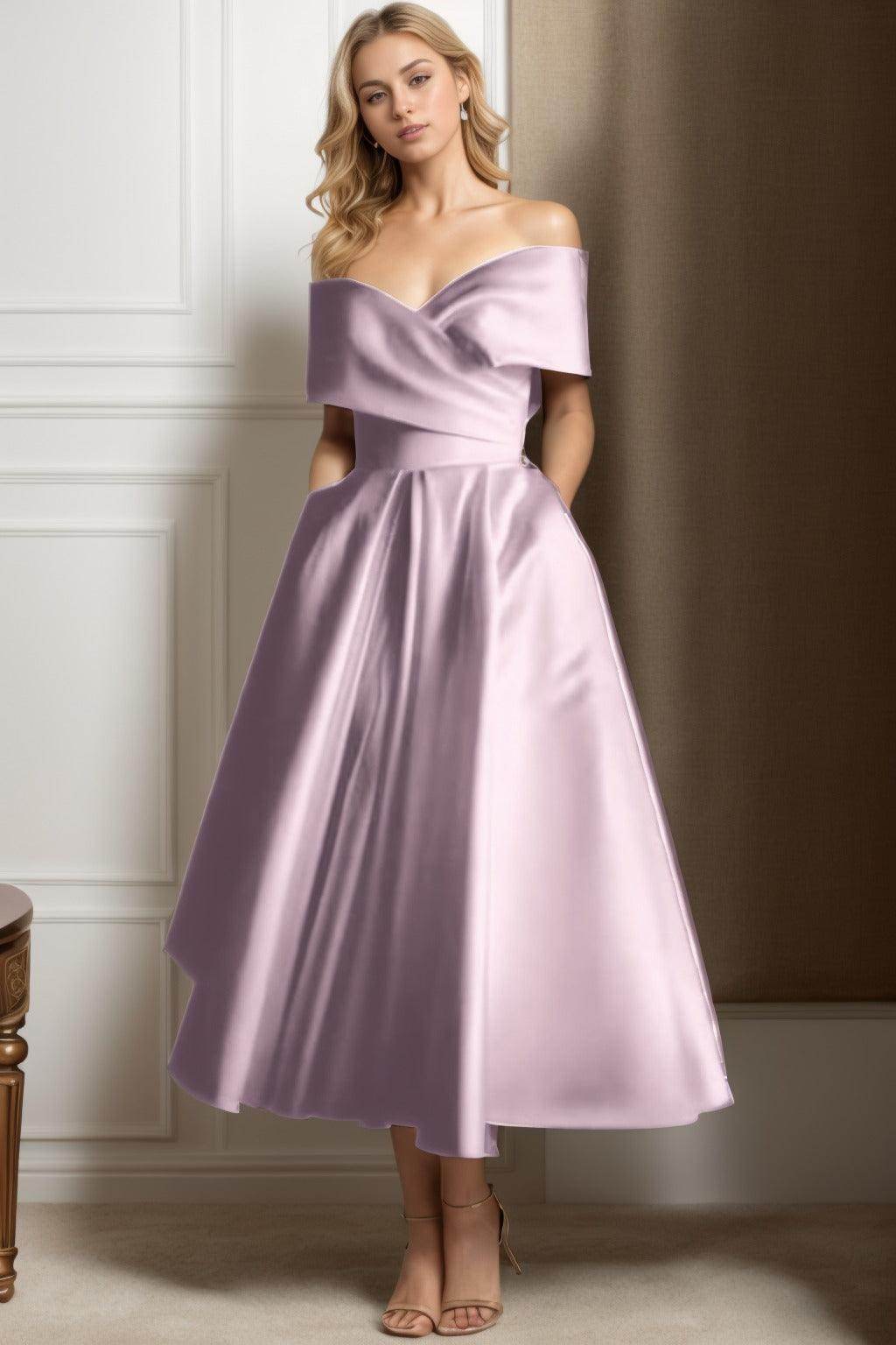 A-Line Ankle Length Satin Mother of the Bride Dress CS0564