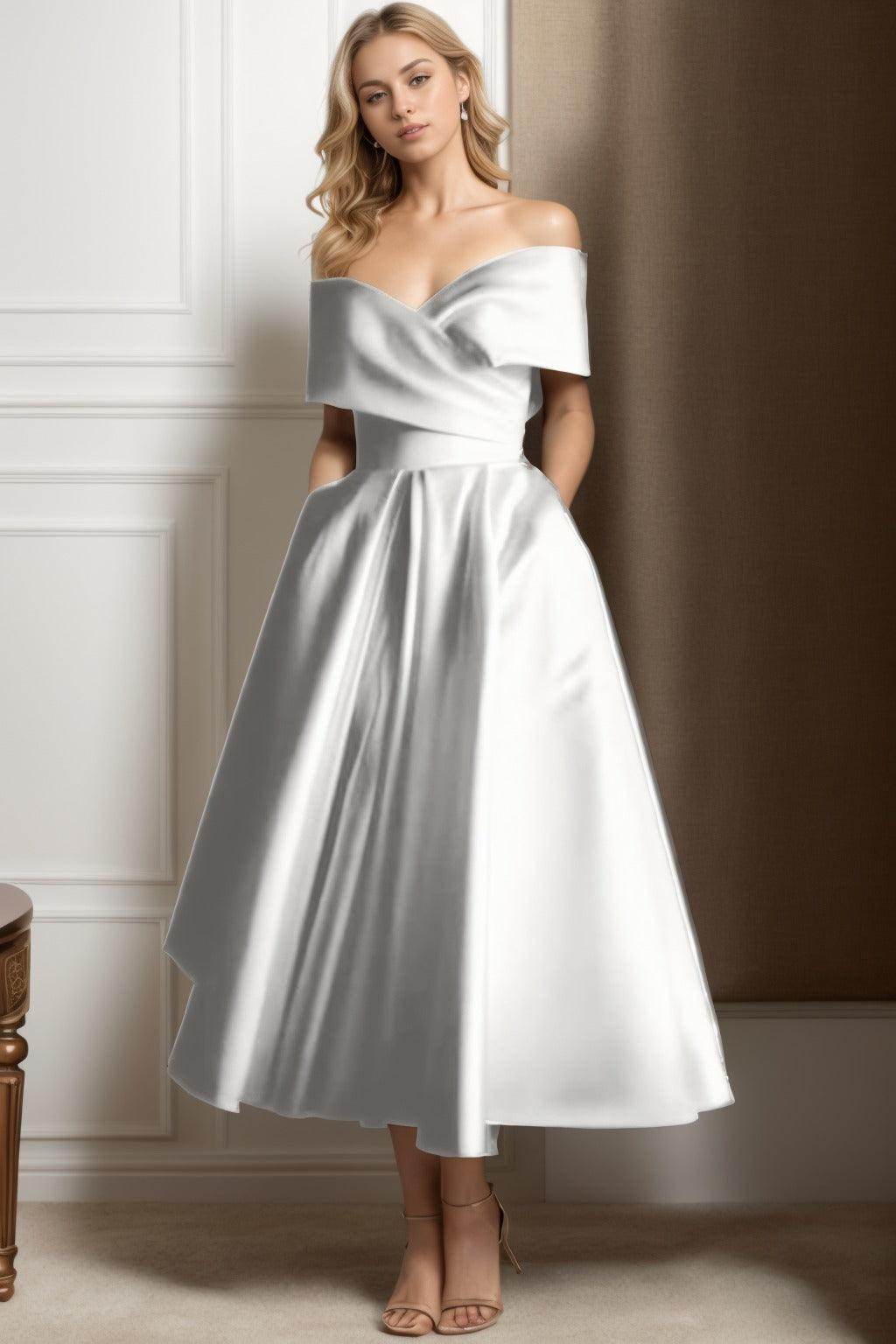 A-Line Ankle Length Satin Mother of the Bride Dress CS0564