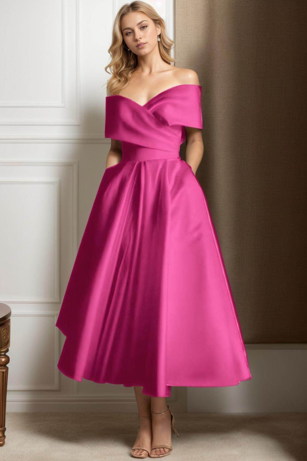 A-Line Ankle Length Satin Mother of the Bride Dress CS0564