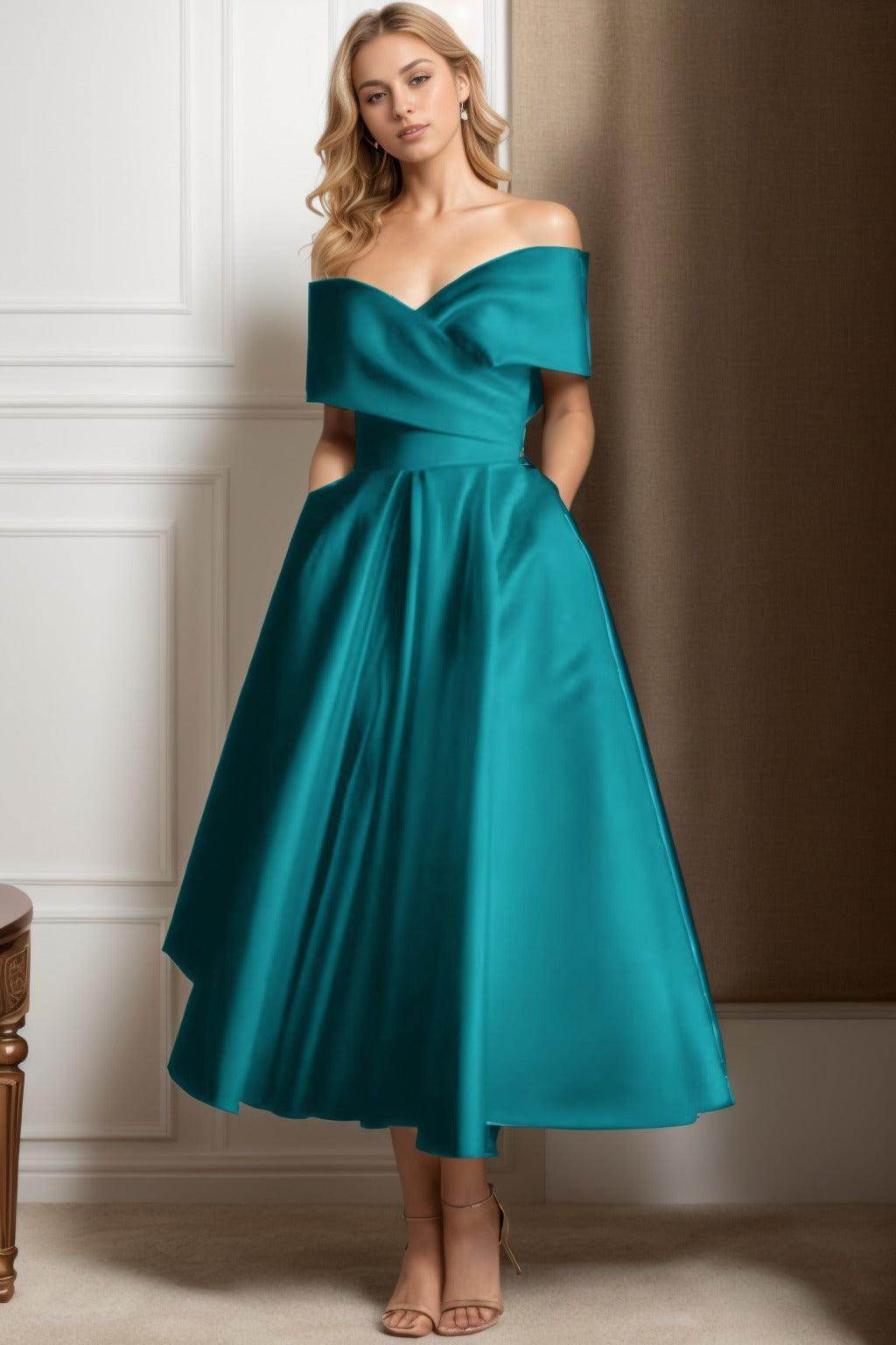 A-Line Ankle Length Satin Mother of the Bride Dress CS0564