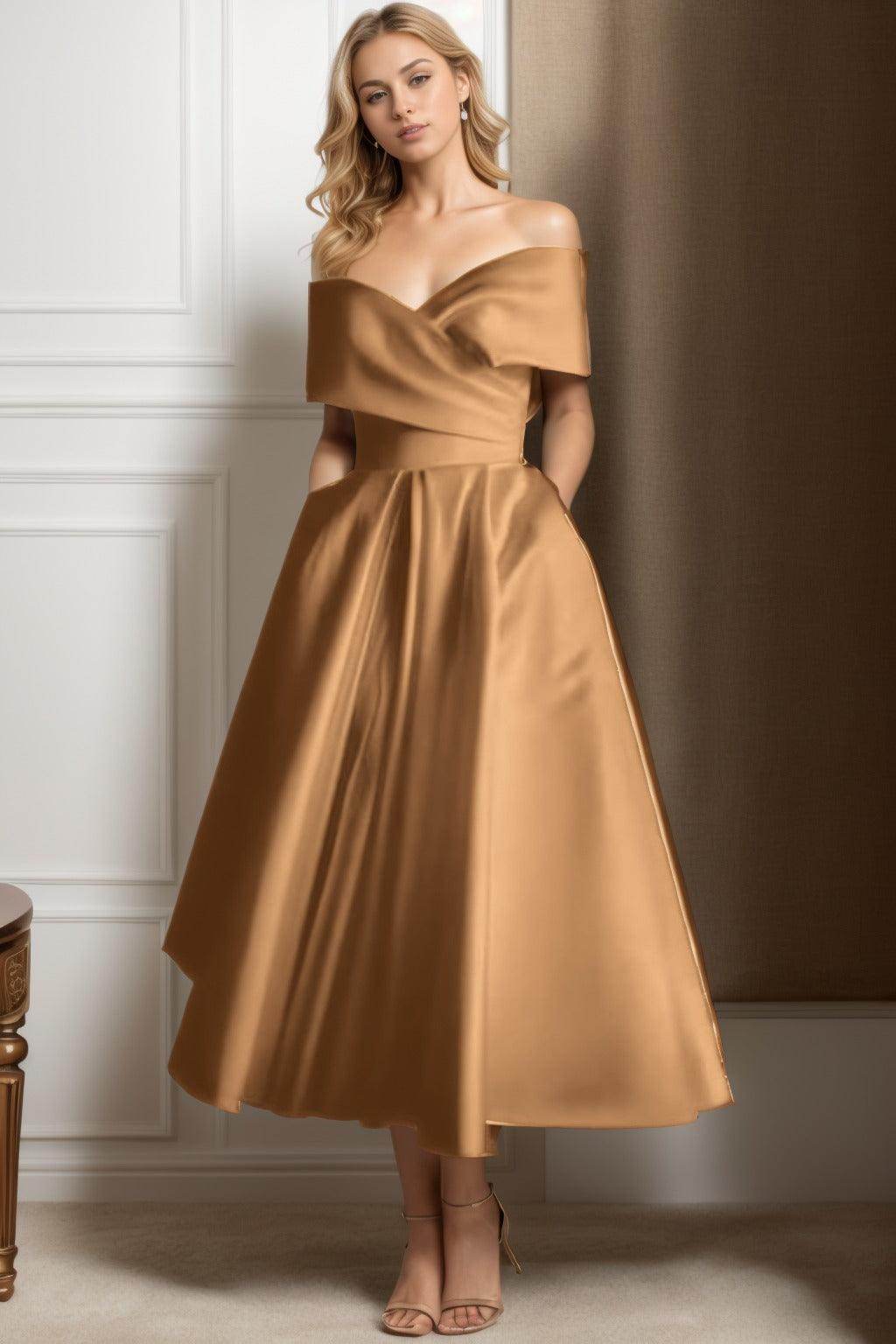 A-Line Ankle Length Satin Mother of the Bride Dress CS0564