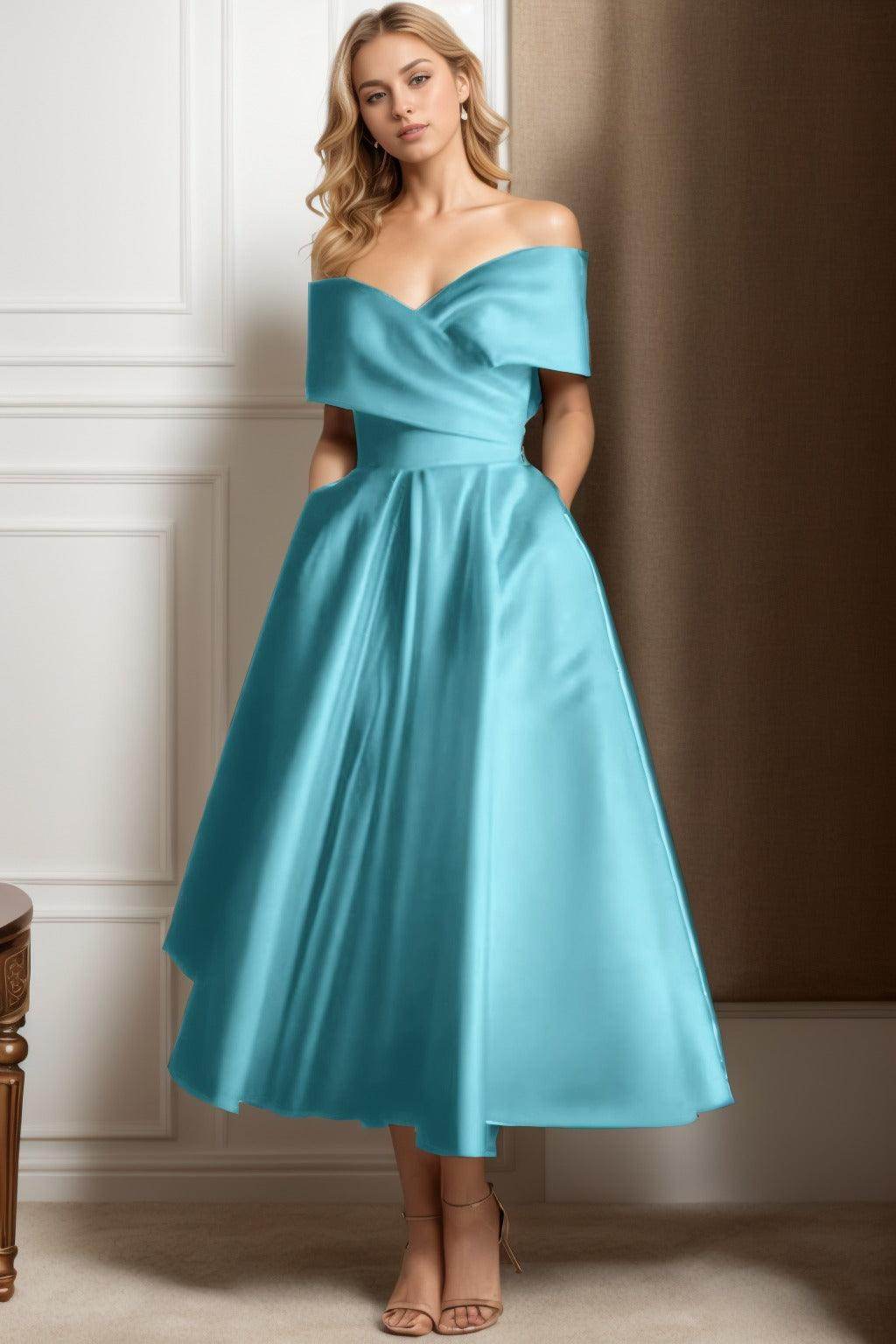 A-Line Ankle Length Satin Mother of the Bride Dress CS0564