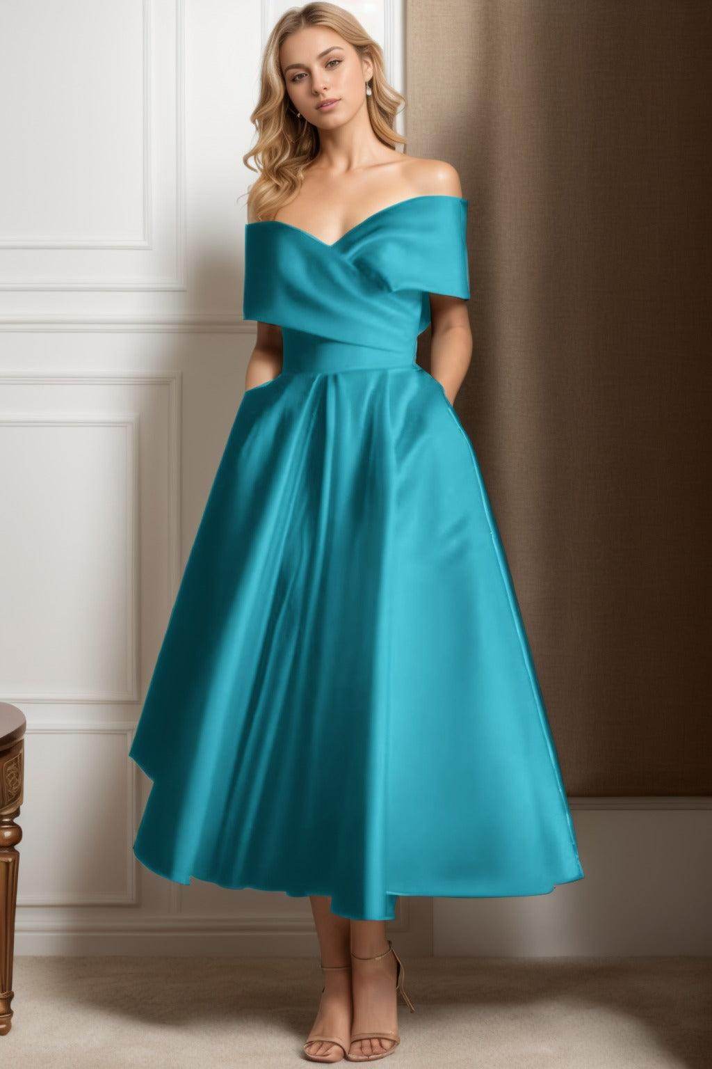 A-Line Ankle Length Satin Mother of the Bride Dress CS0564