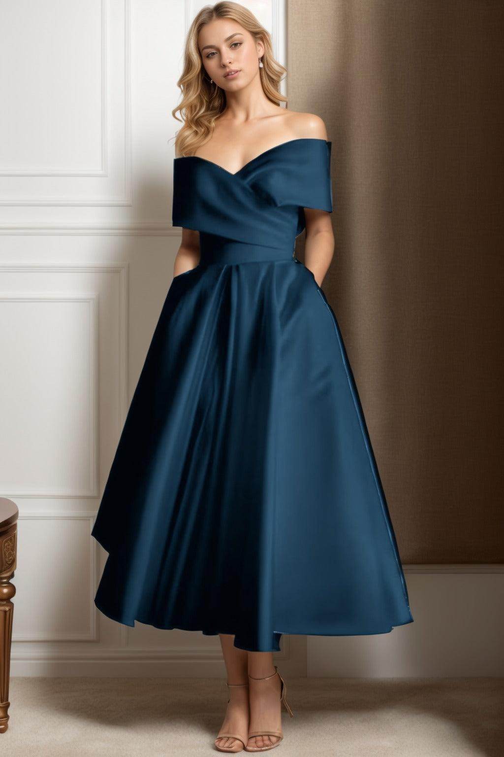 A-Line Ankle Length Satin Mother of the Bride Dress CS0564