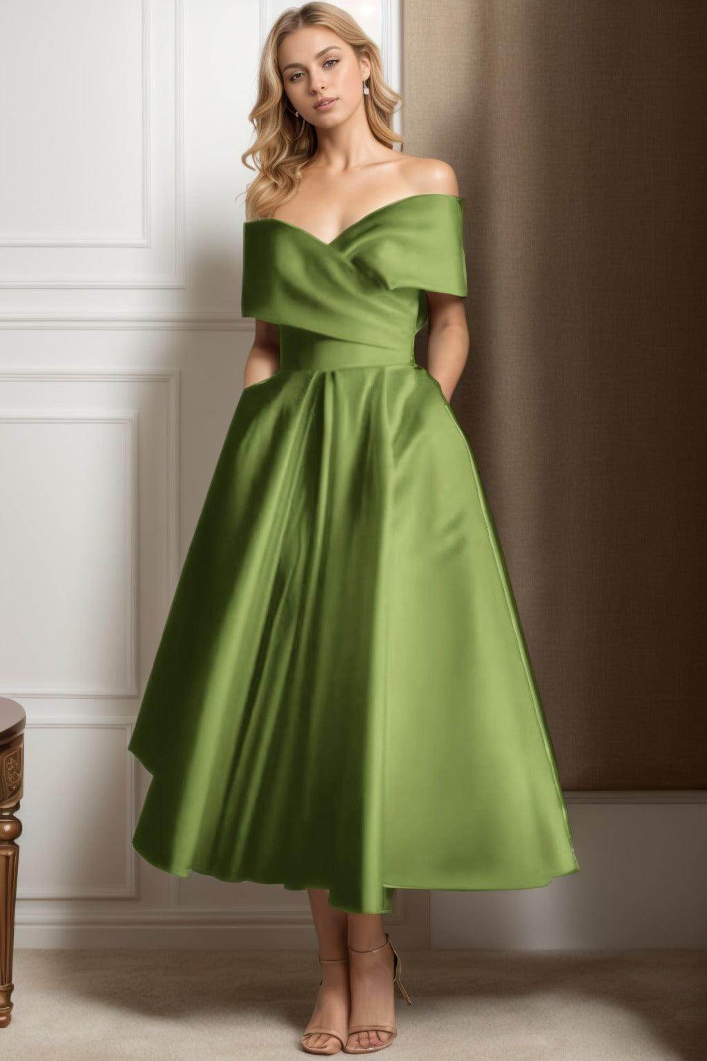 A-Line Ankle Length Satin Mother of the Bride Dress CS0564