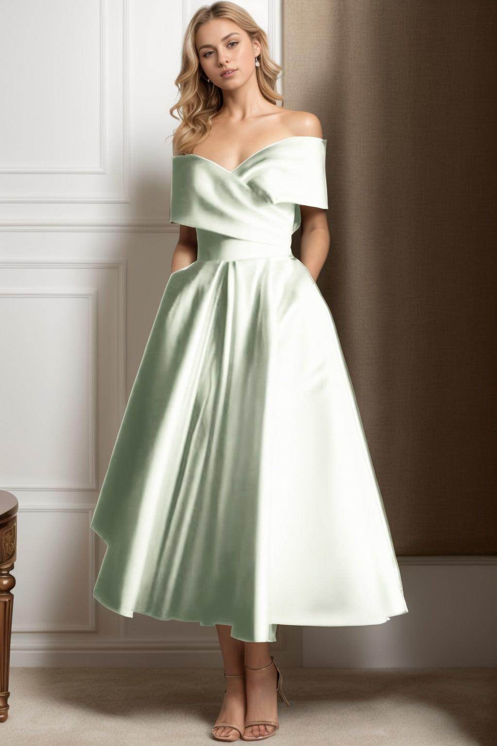 A-Line Ankle Length Satin Mother of the Bride Dress CS0564