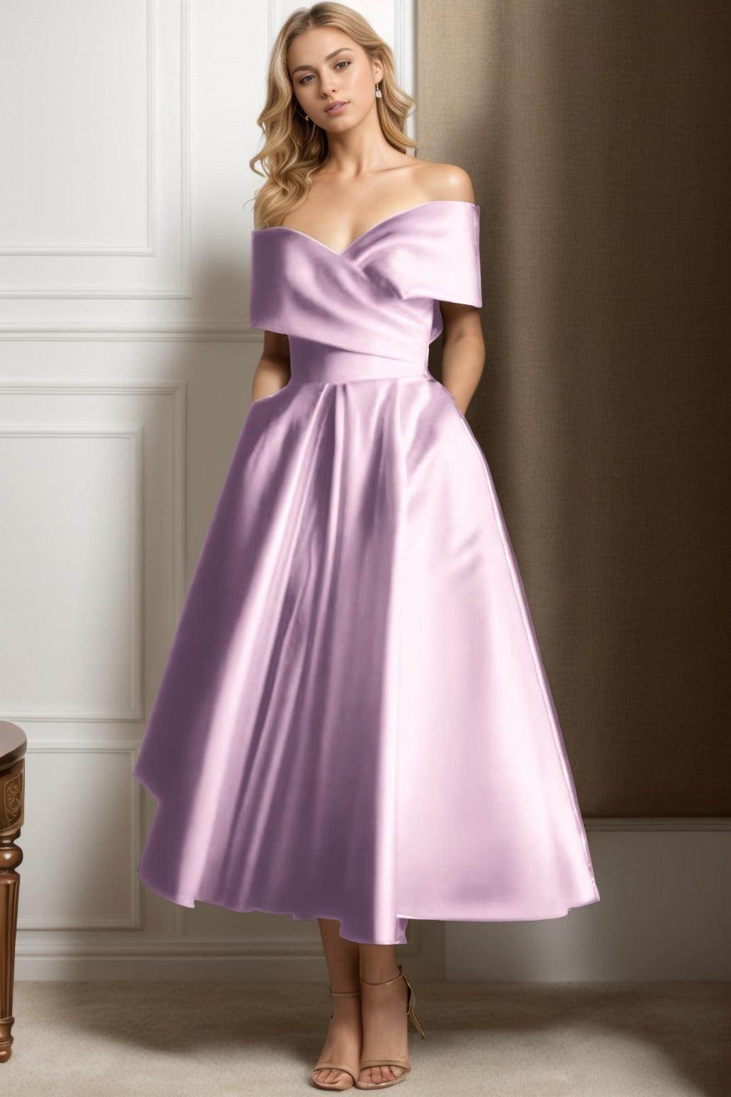 A-Line Ankle Length Satin Mother of the Bride Dress CS0564