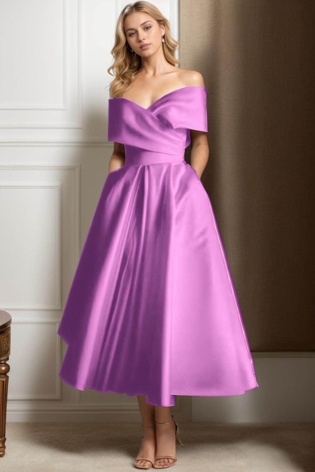 A-Line Ankle Length Satin Mother of the Bride Dress CS0564