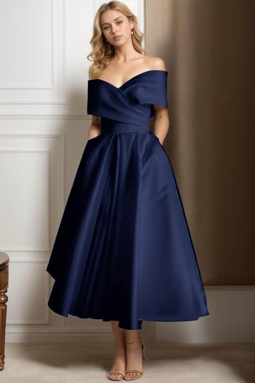 A-Line Ankle Length Satin Mother of the Bride Dress CS0564