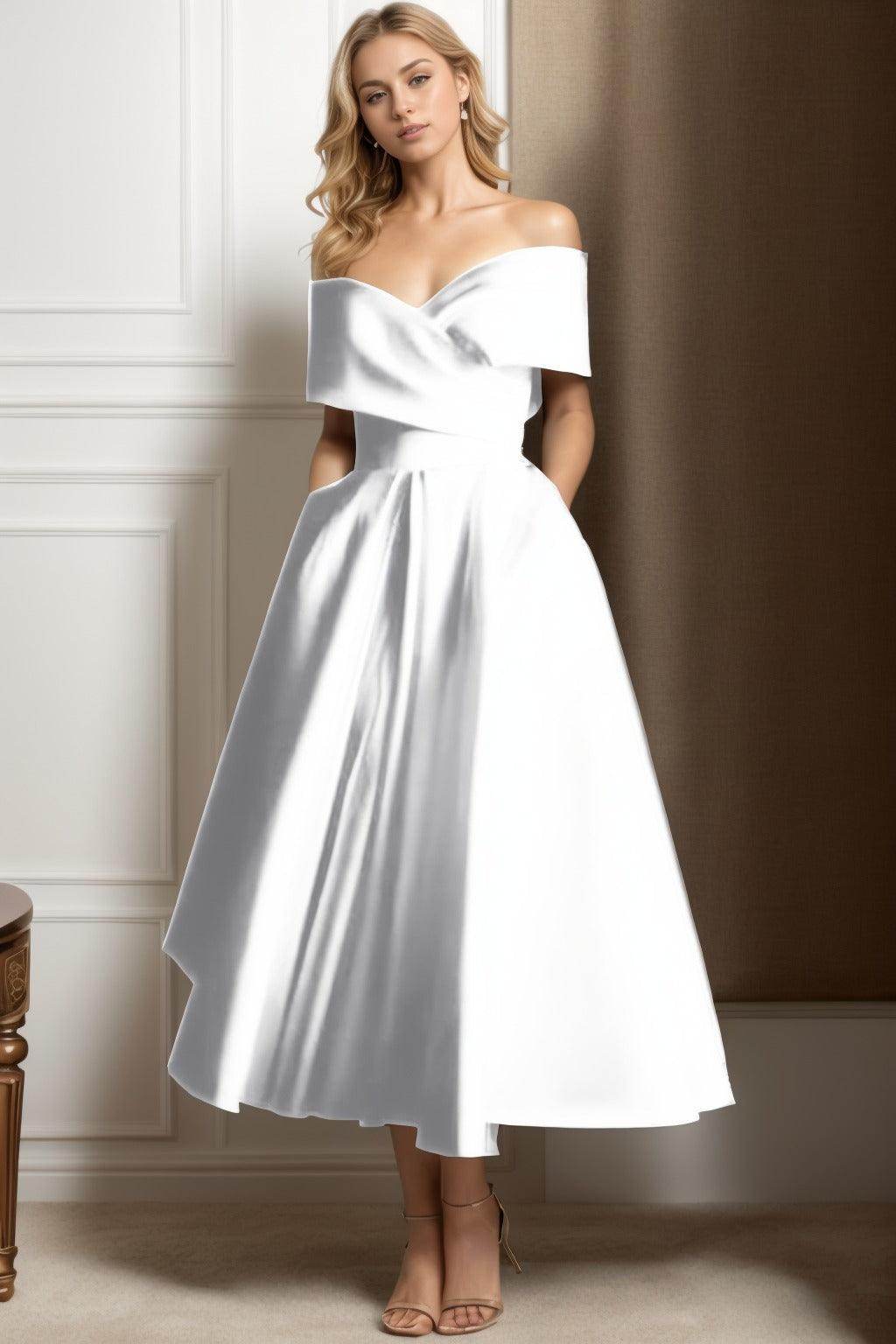 A-Line Ankle Length Satin Mother of the Bride Dress CS0564