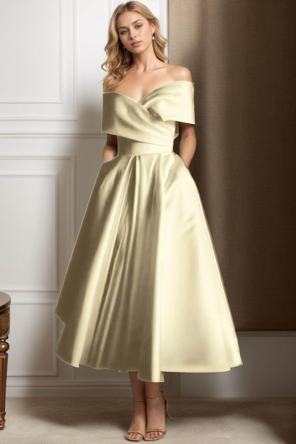 A-Line Ankle Length Satin Mother of the Bride Dress CS0564